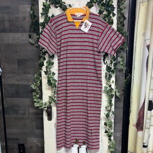 Joseph Waplin Striped Dress with Yellow Collar